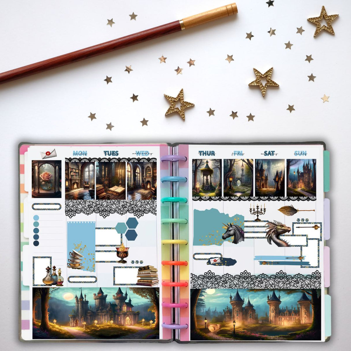 Dark Magic Fantasy Planner Scene Sticker Kit – Winterfield Studios