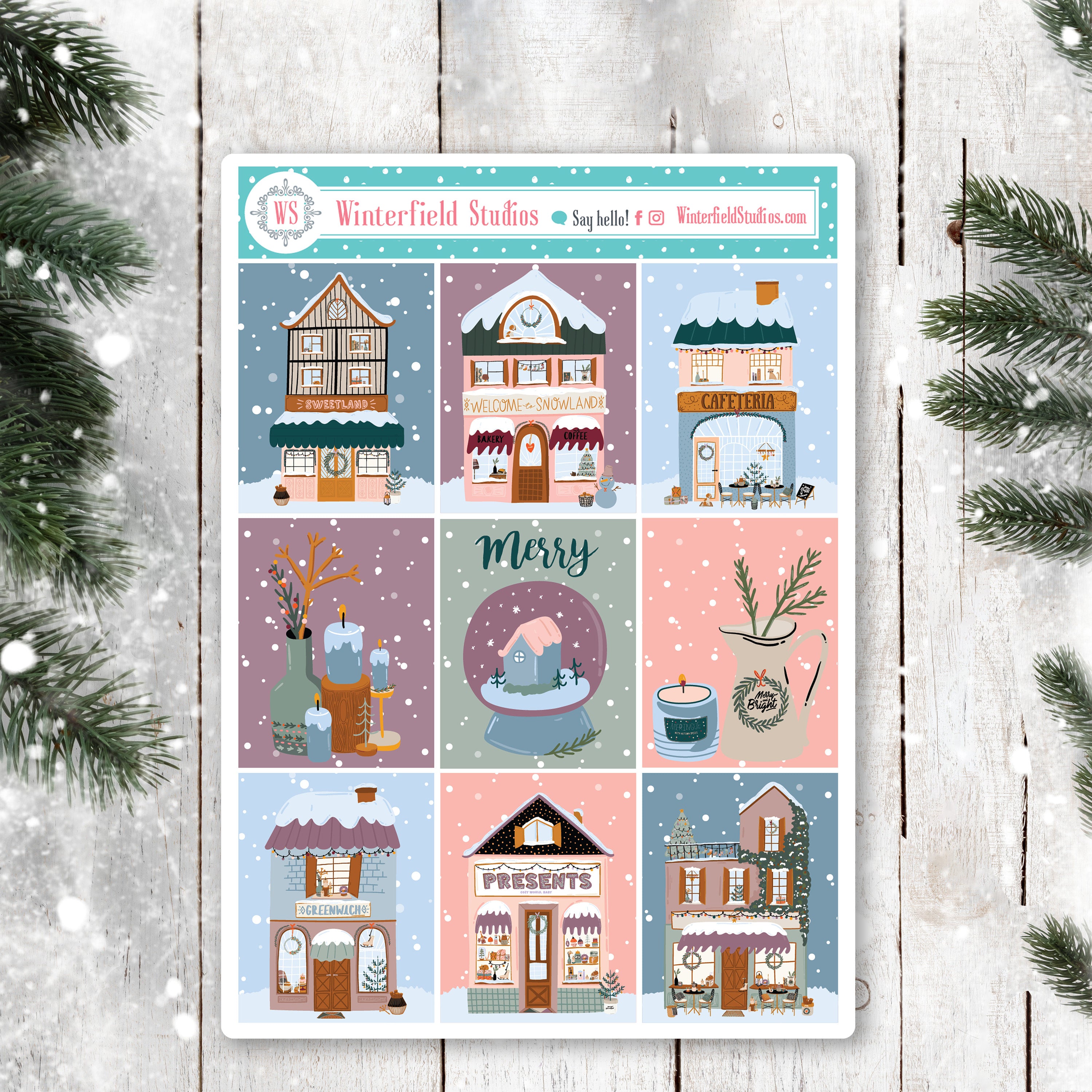 Small Town Christmas Planner Scene Sticker Kit For Vertical Planners –  Winterfield Studios